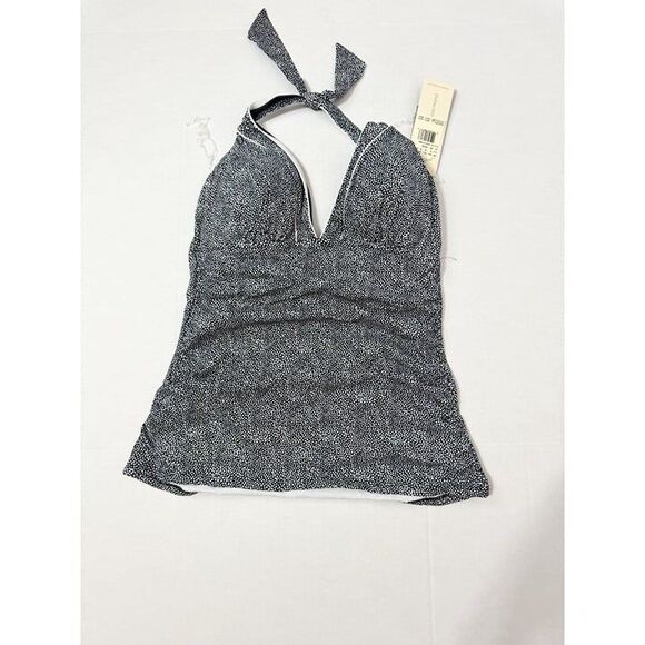Profile By Gottex NWT Sz 14 Black White Colette V-Neck Halter Tankini Swim Top - Picture 10 of 13